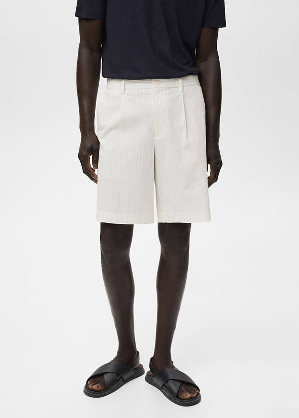 Slim-fit chino cotton bermuda shorts — Off White