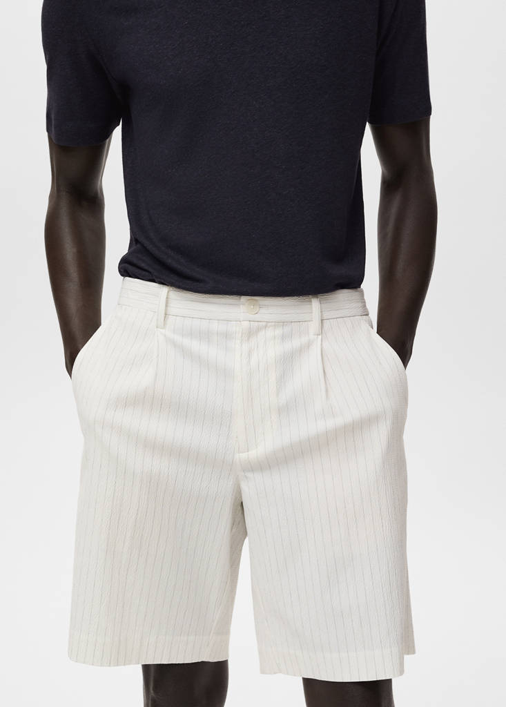 Slim-fit chino cotton bermuda shorts — Off White