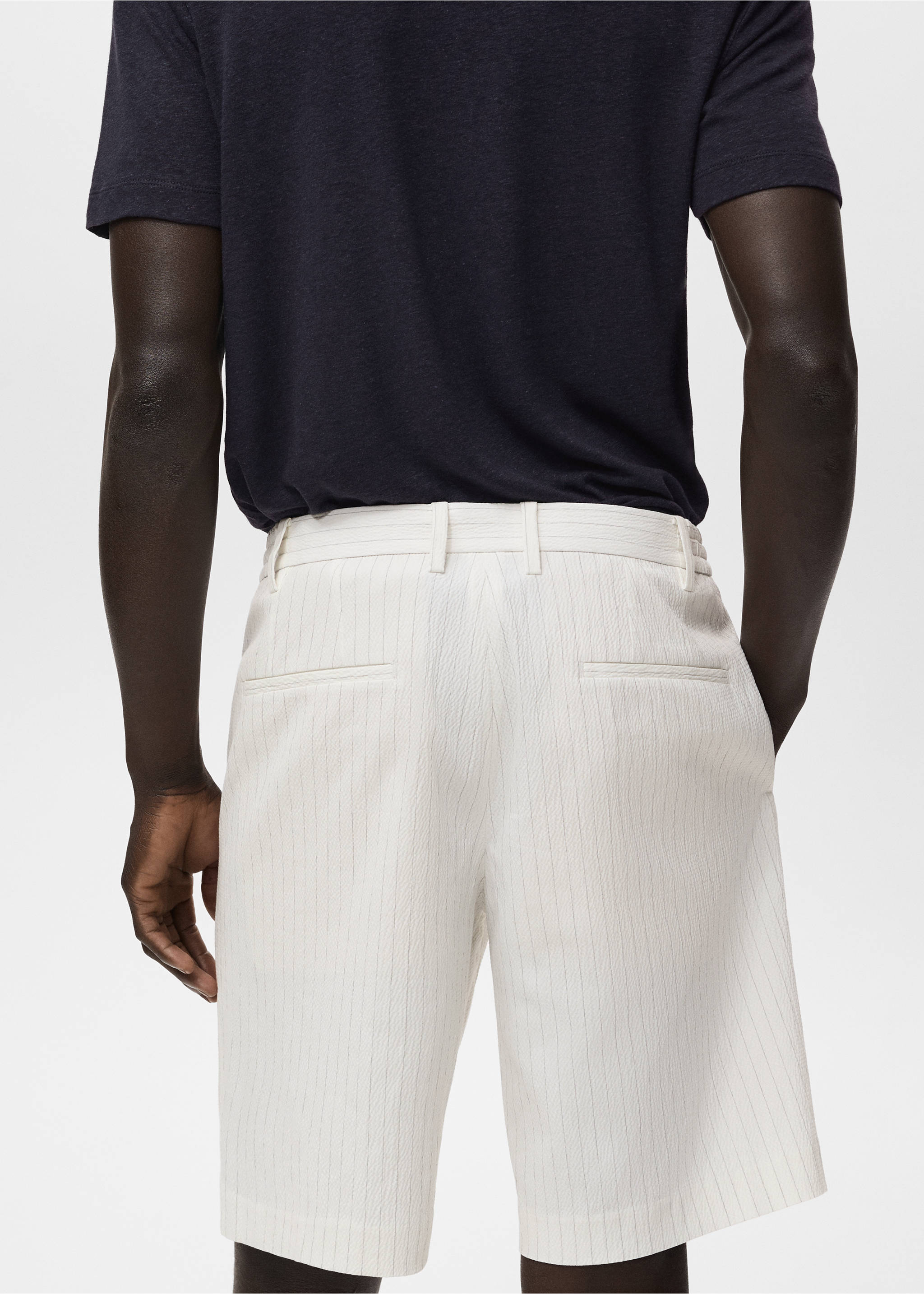 Slim-fit chino cotton bermuda shorts - Details of the article 3, Off White. Ref: 17051162-00.