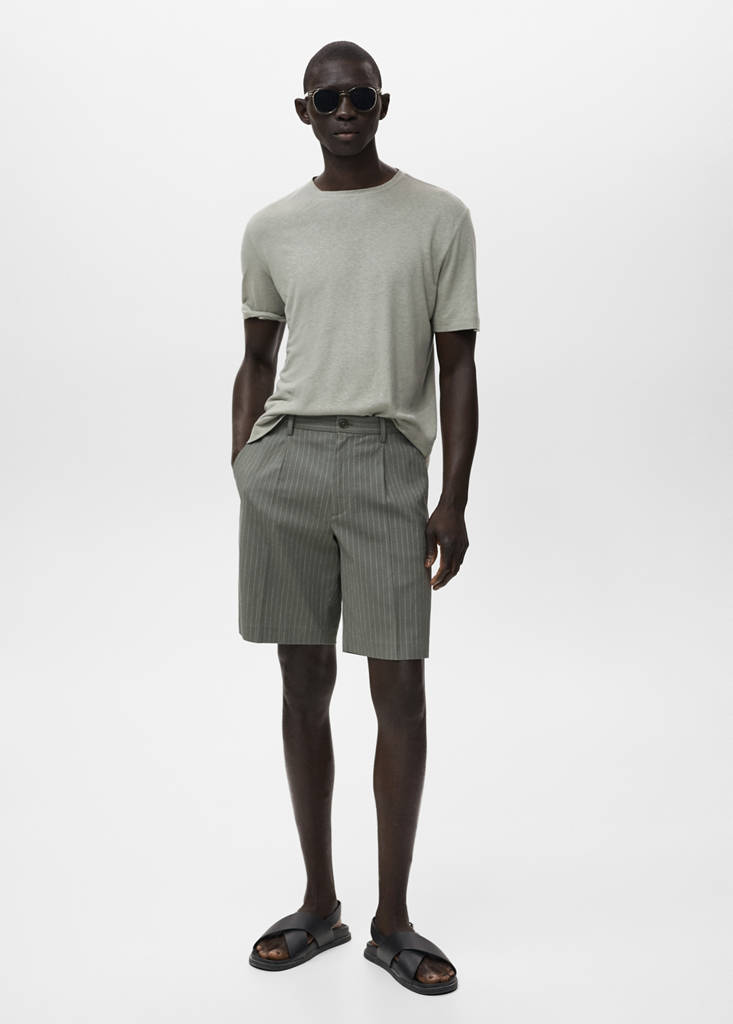 Slim-fit chino cotton bermuda shorts — Grey