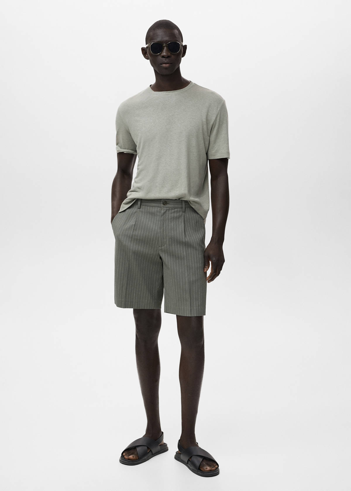Slim-fit chino cotton bermuda shorts — Grey