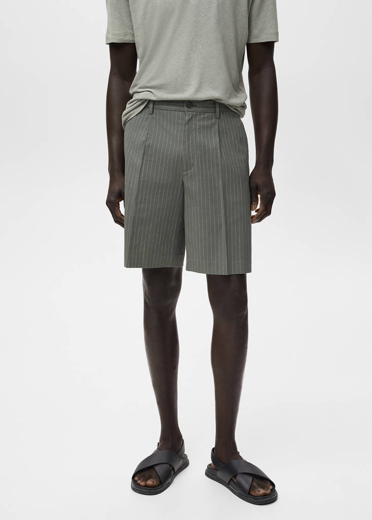 Slim-fit chino cotton bermuda shorts — Grey