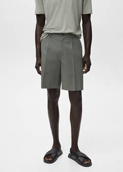 Slim-fit chino cotton bermuda shorts — Grey 1