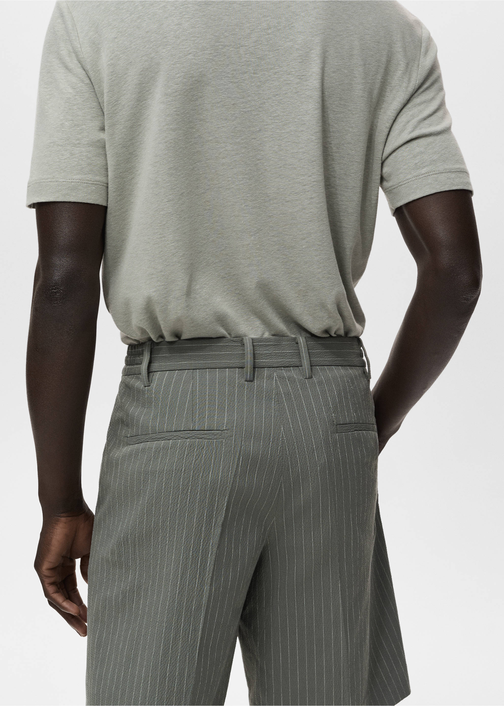 Slim-fit chino cotton bermuda shorts - Details of the article 3, Grey. Ref: 17051162-00.