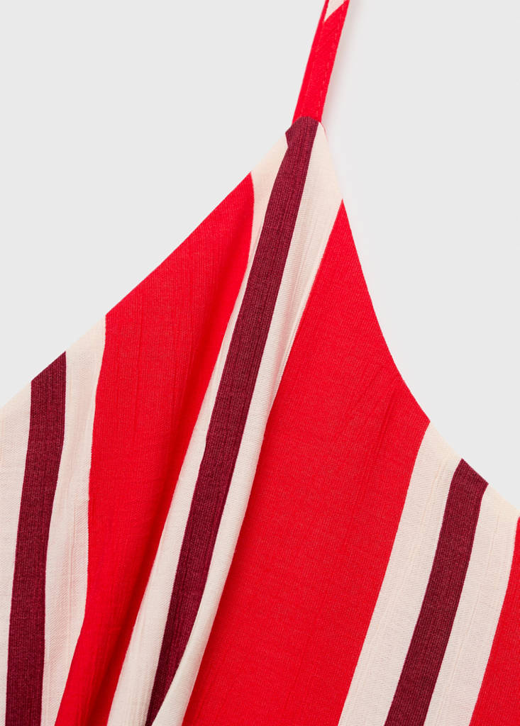 Striped jumpsuit with cut-out — Red