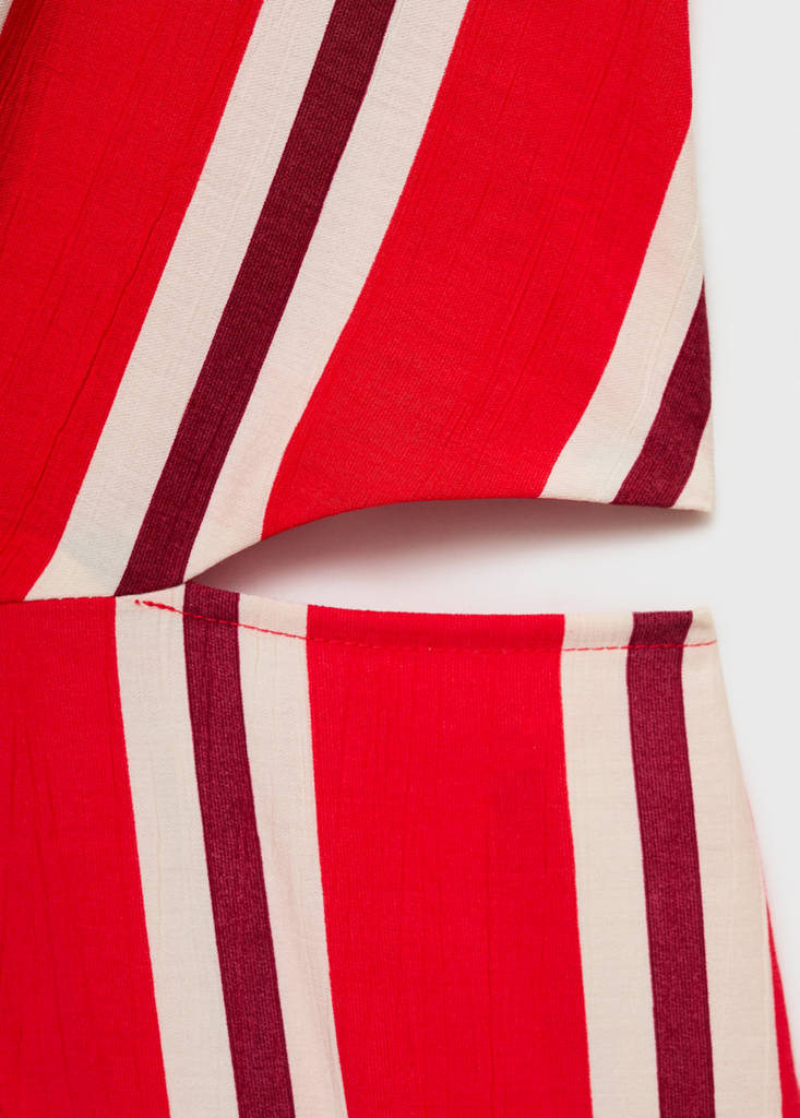 Striped jumpsuit with cut-out — Red