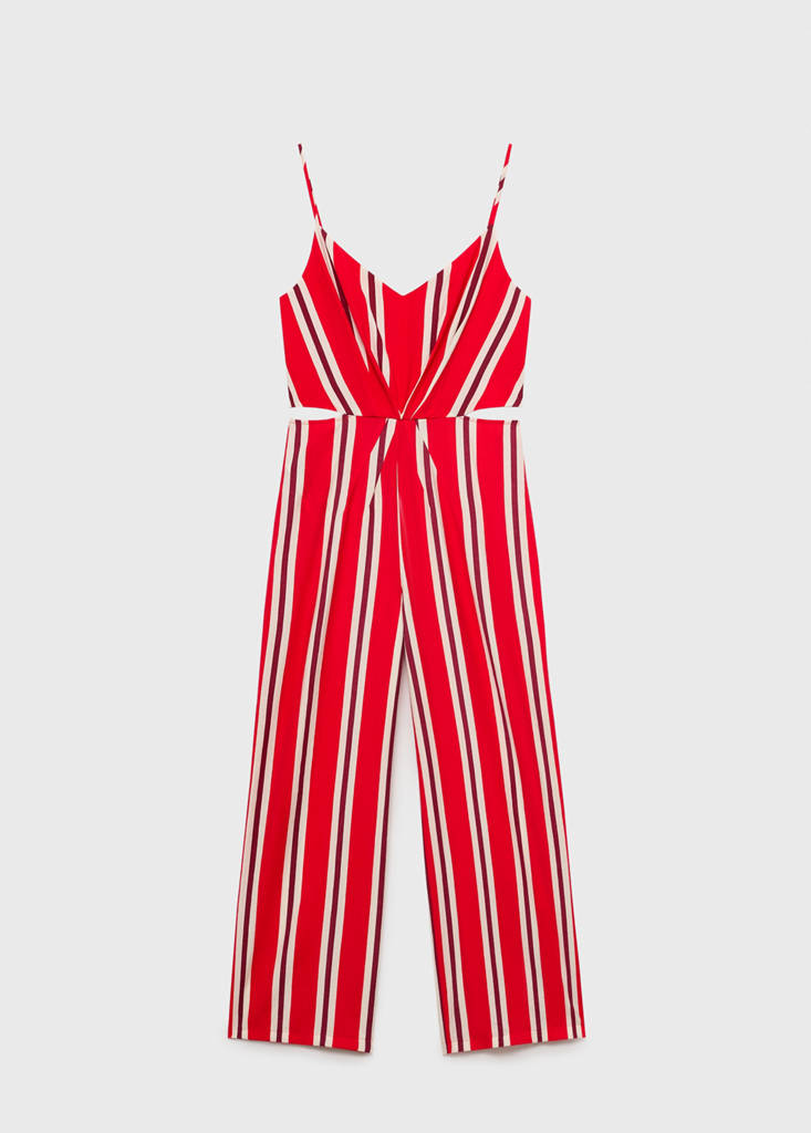 Striped jumpsuit with cut-out — Red