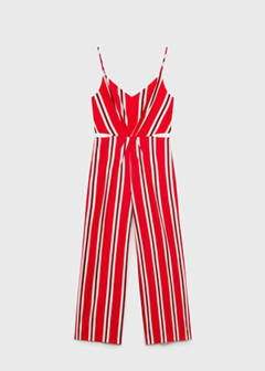 Striped jumpsuit with cut-out — Red 6