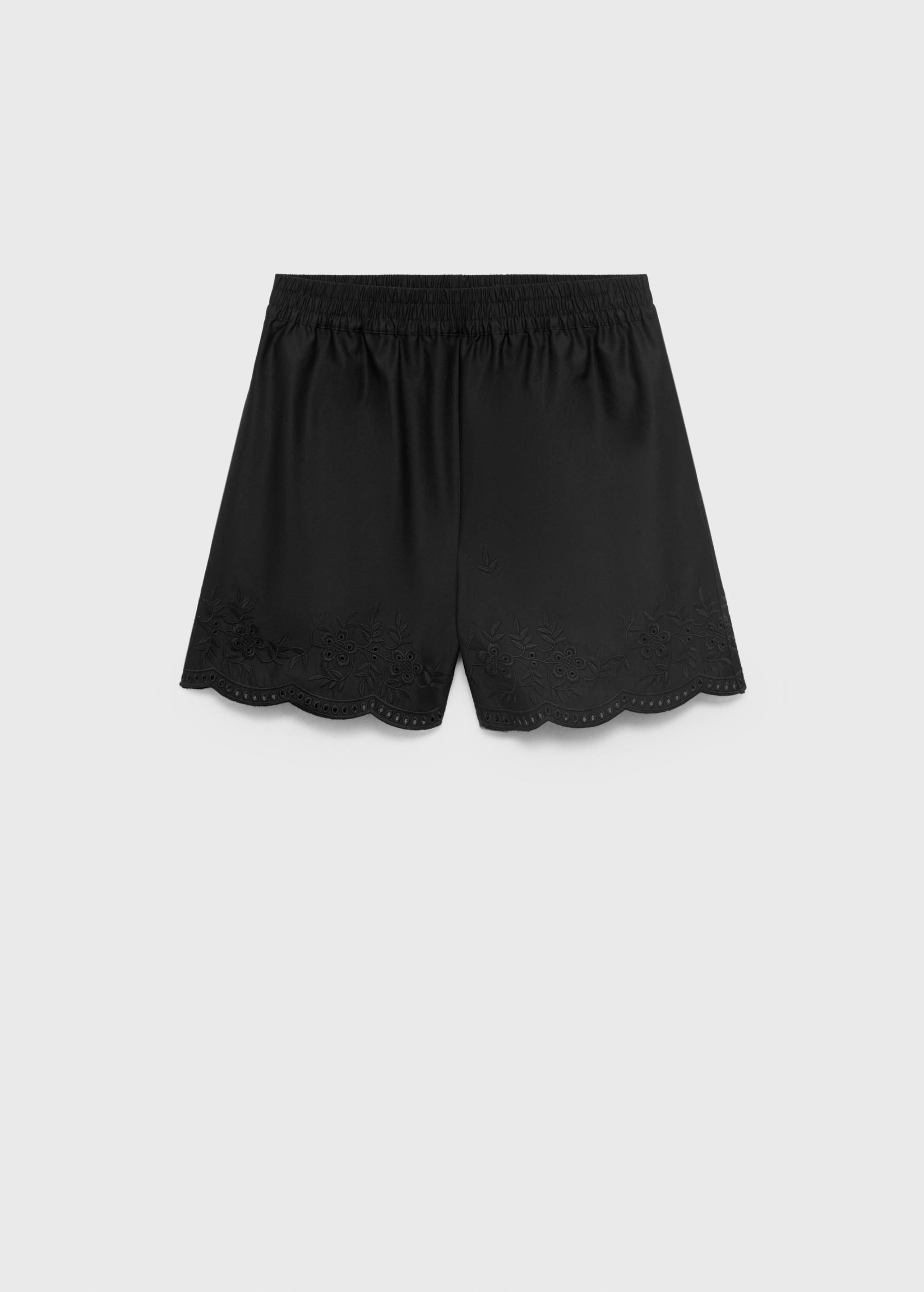 Satin shorts with embroidered hem - Article without model