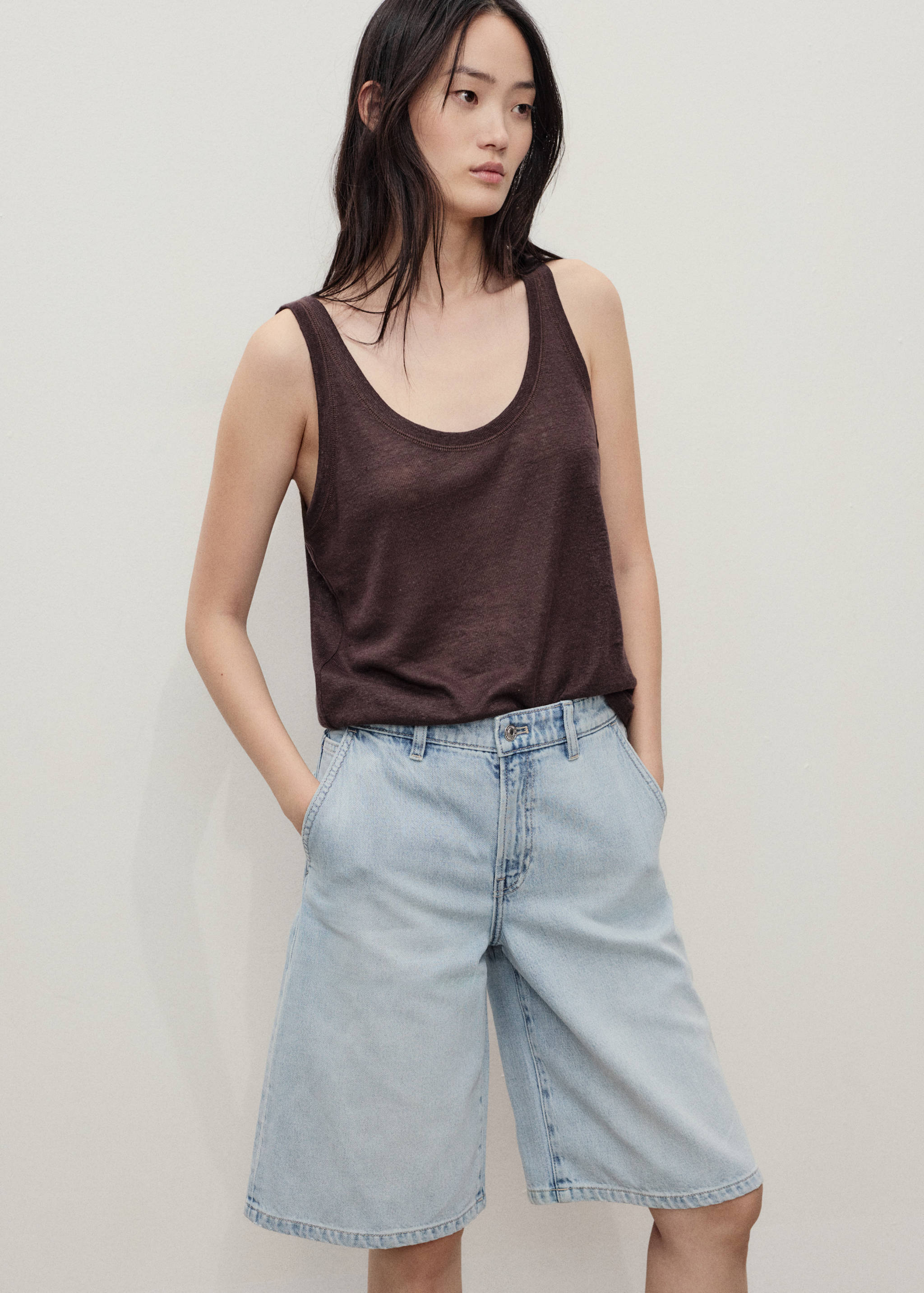 Jorts denim rectos tiro medio - Detalle del artículo 1