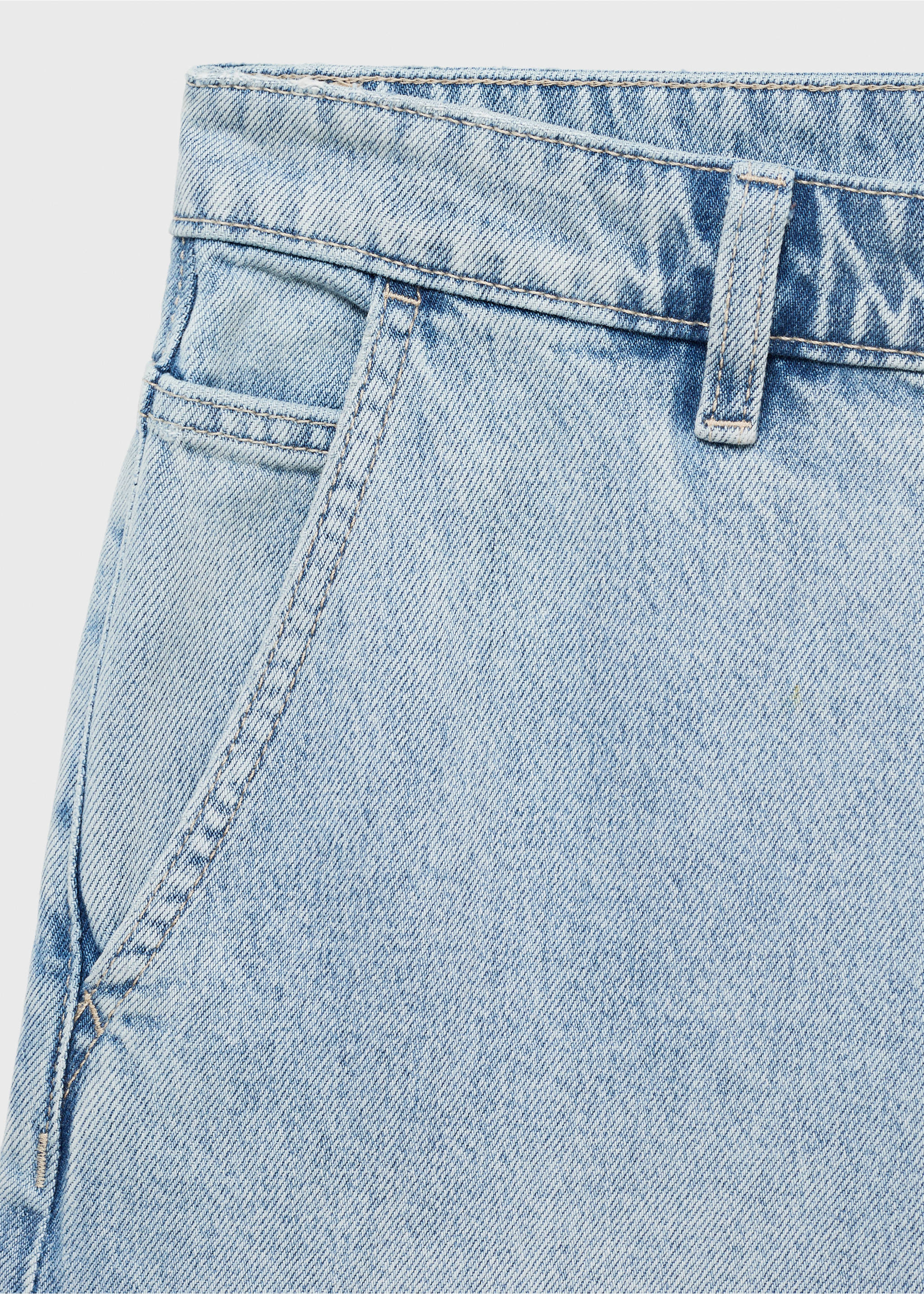 Straight-fit mid-rise denim jorts - Details of the article 0, Light Blue. Ref: 17051175-00.