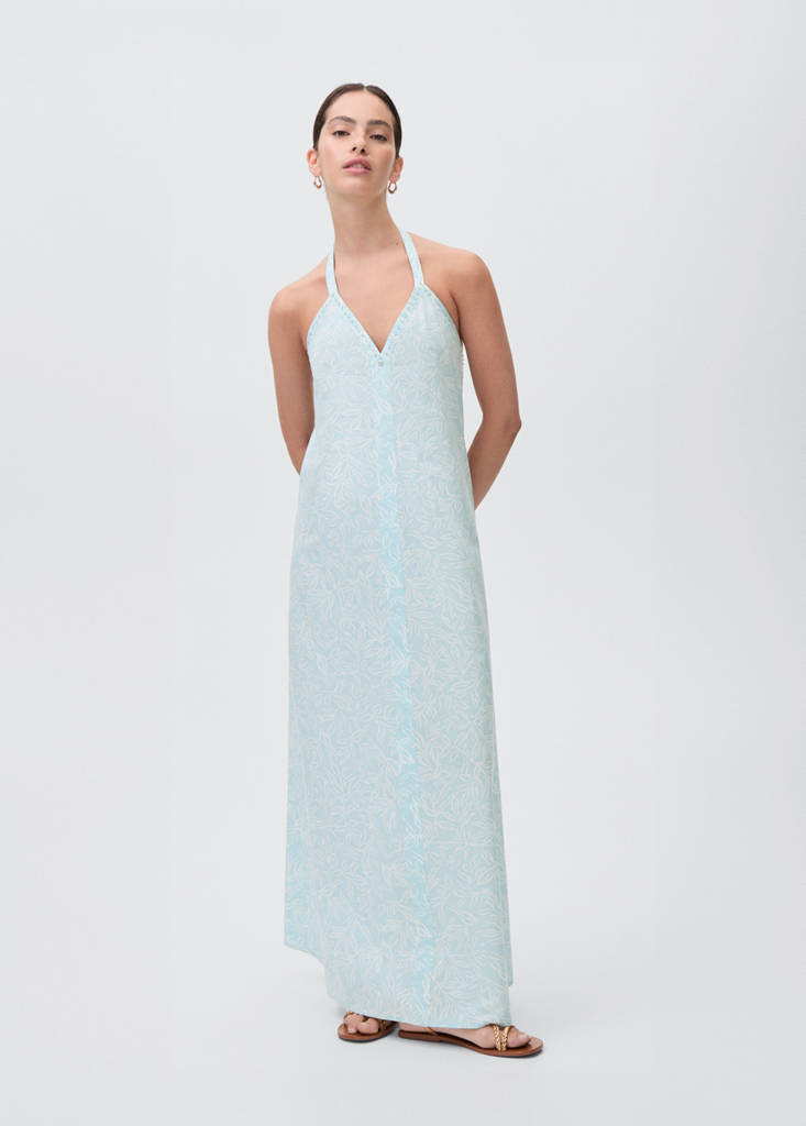 Long beaded dress — Turquoise