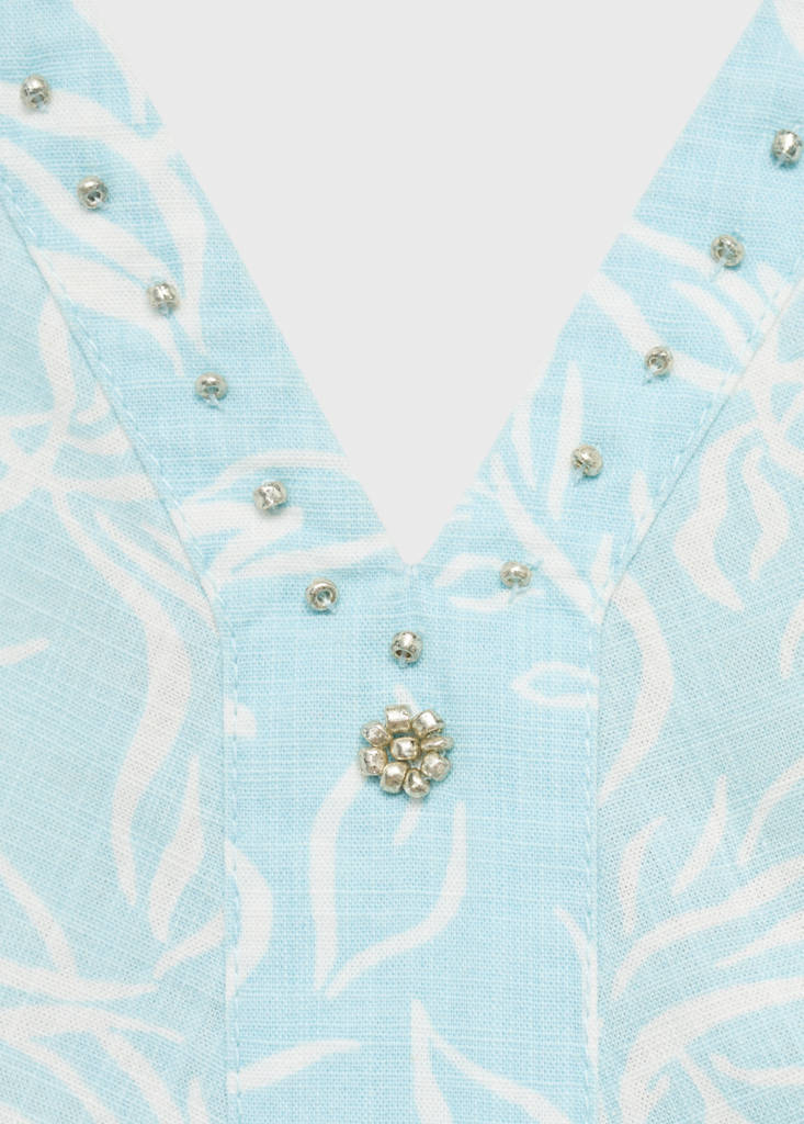 Long beaded dress — Turquoise