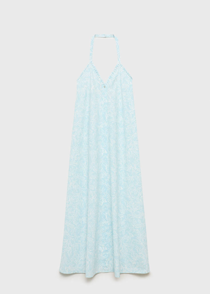 Long beaded dress — Turquoise