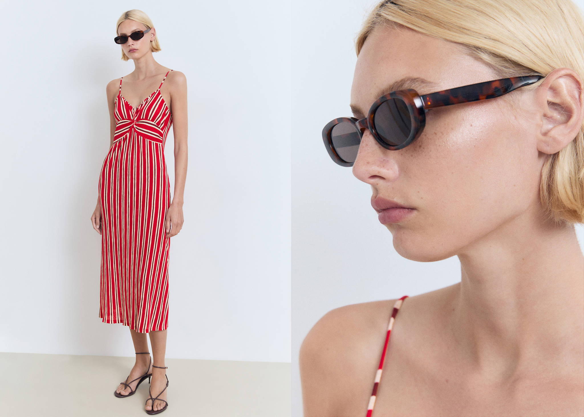 Striped gathered dress - Panoramic plane