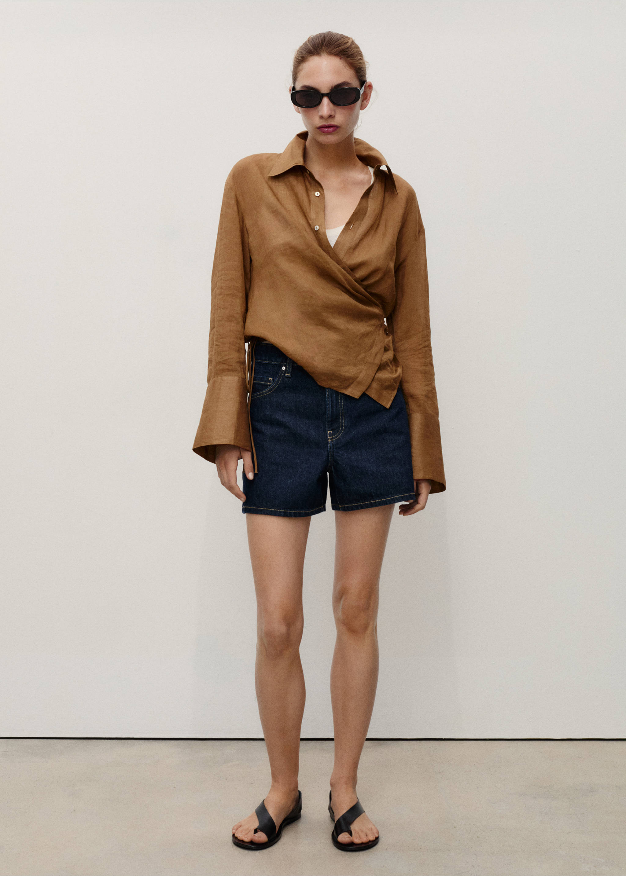 High-waisted straight-fit denim shorts - General plane, Open Blue. Ref: 17051188-00.