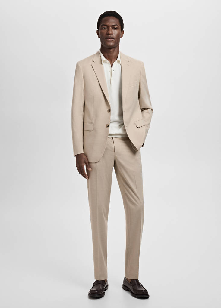 Milan slim-fit suit jacket — Beige