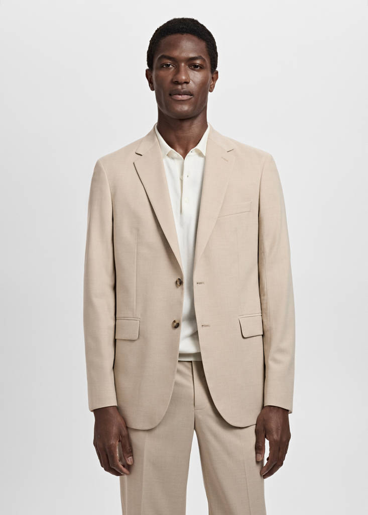 Milan slim-fit suit jacket — Beige