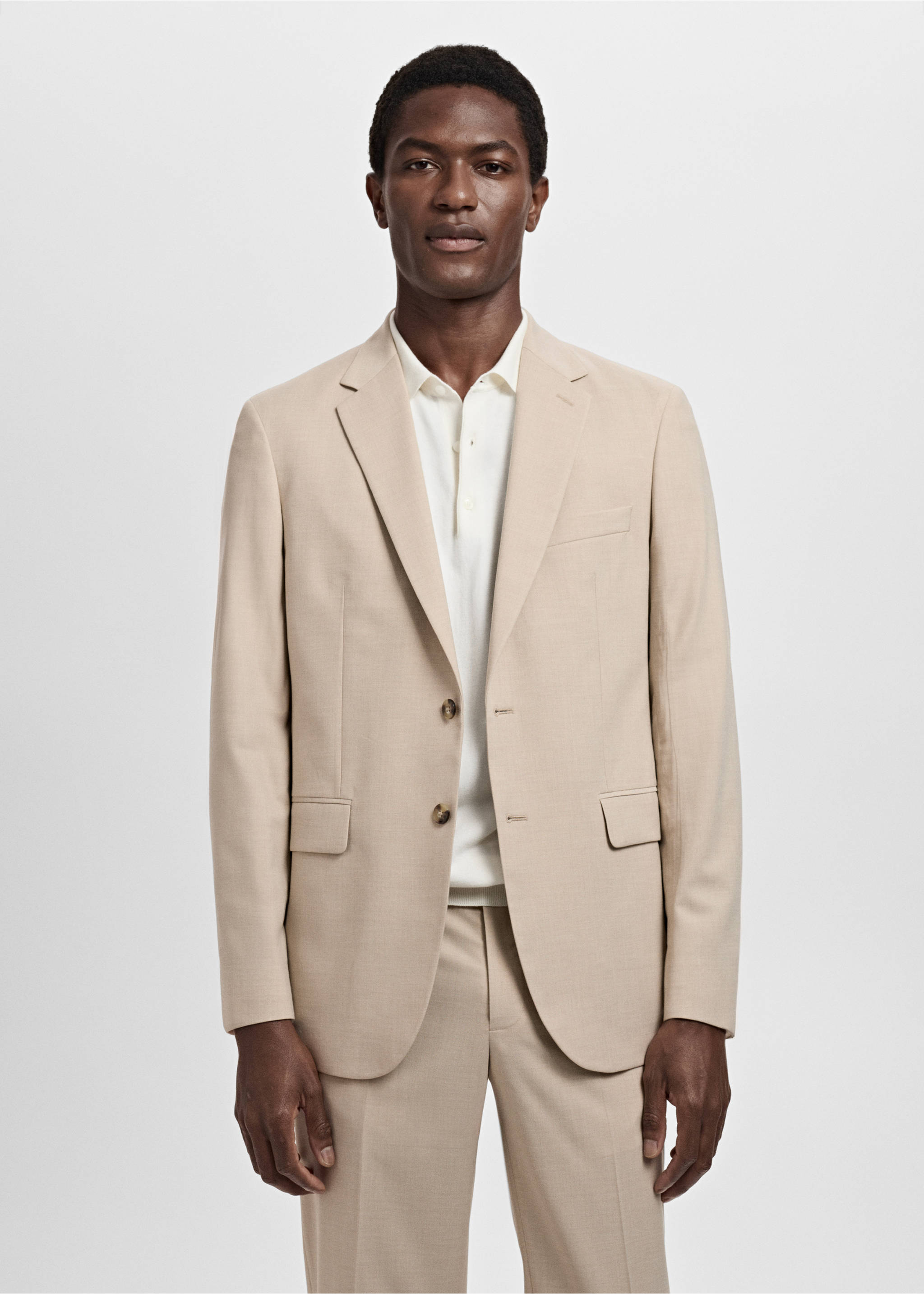 Milan slim-fit suit blazer - Medium plane, Beige. Ref: 17051190-01.