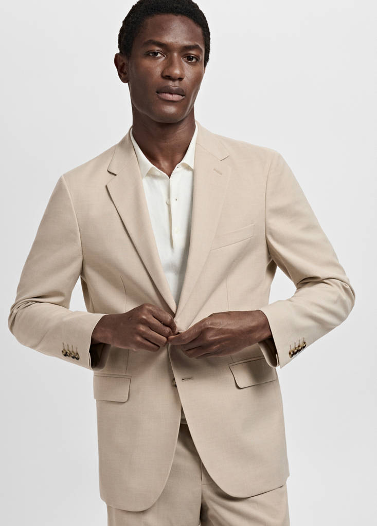Milan slim-fit suit jacket — Beige