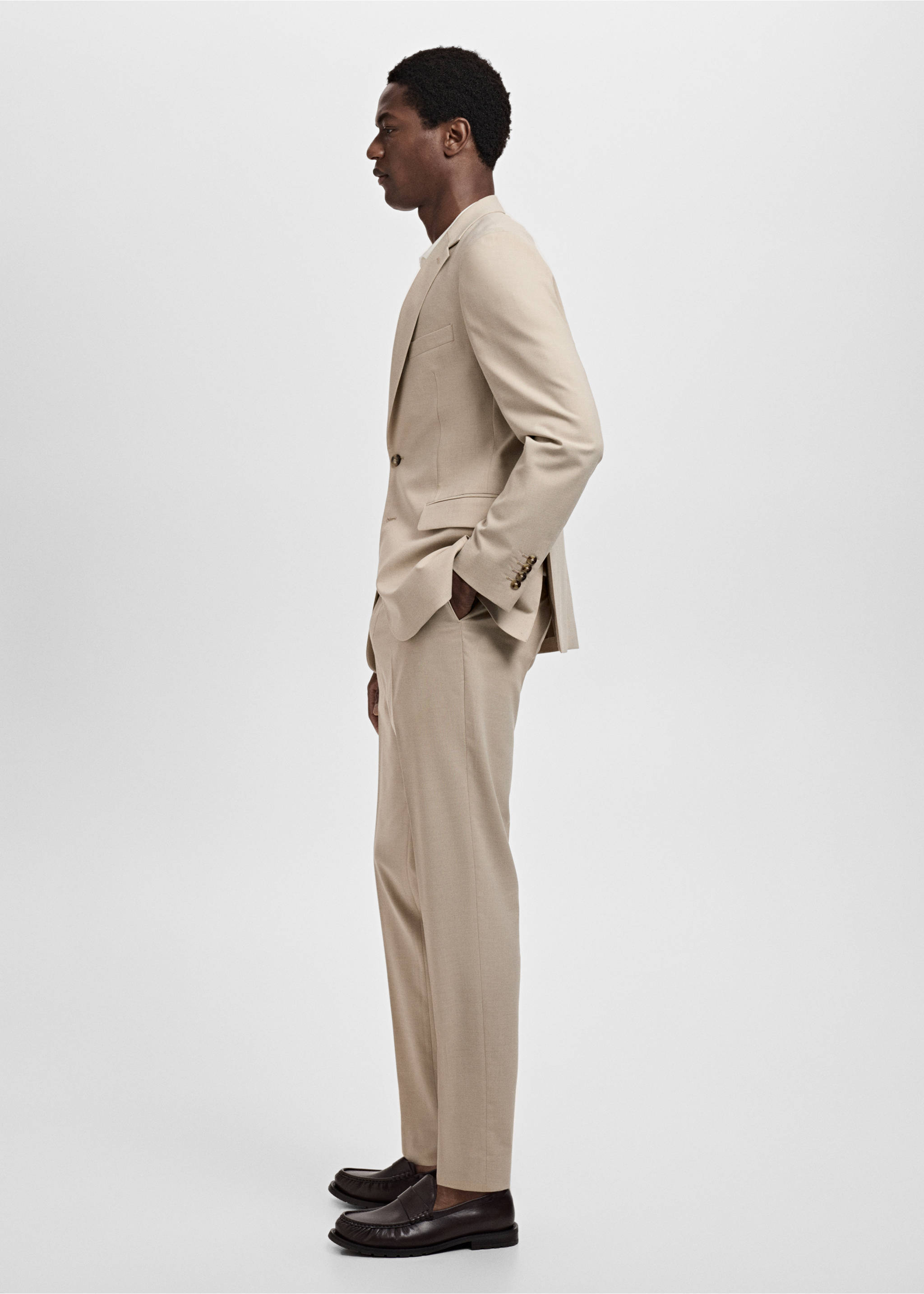 Milan slim-fit suit blazer - Details of the article 2, Beige. Ref: 17051190-01.