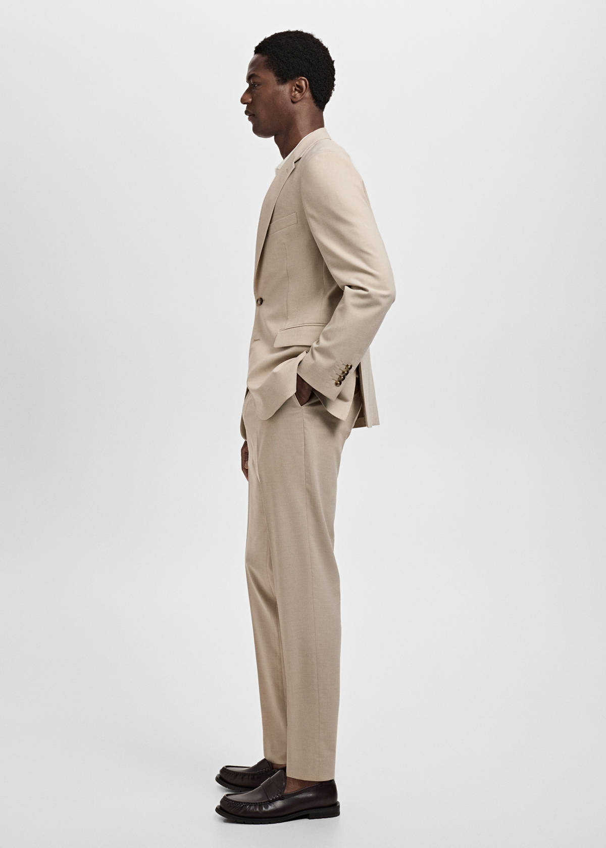 Milan slim-fit suit jacket — Beige
