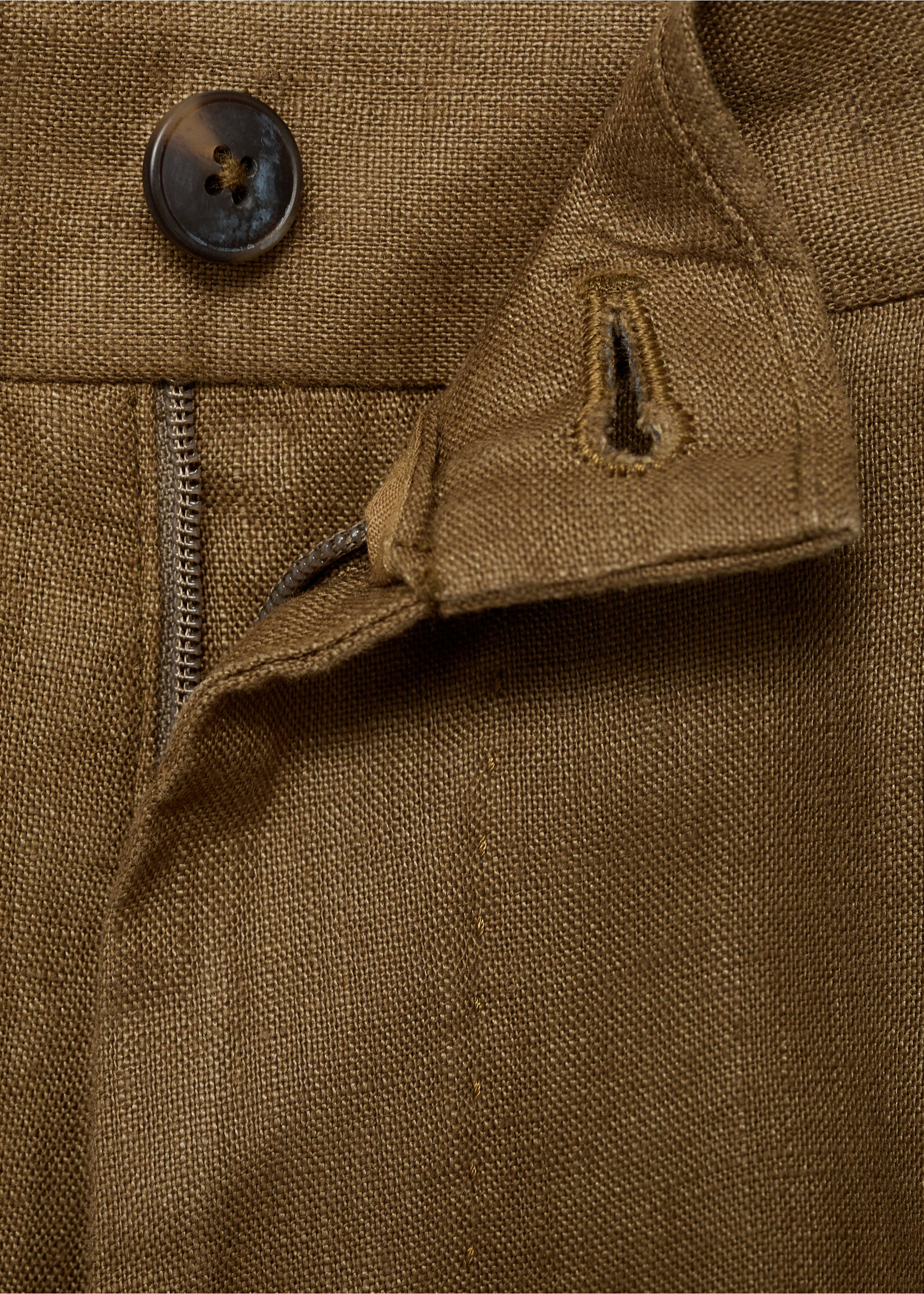 Spodnie garniturowe Salerno 100% len slim fit - Szczegóły artykułu 8, Khaki. Ref: 17051193-00.
