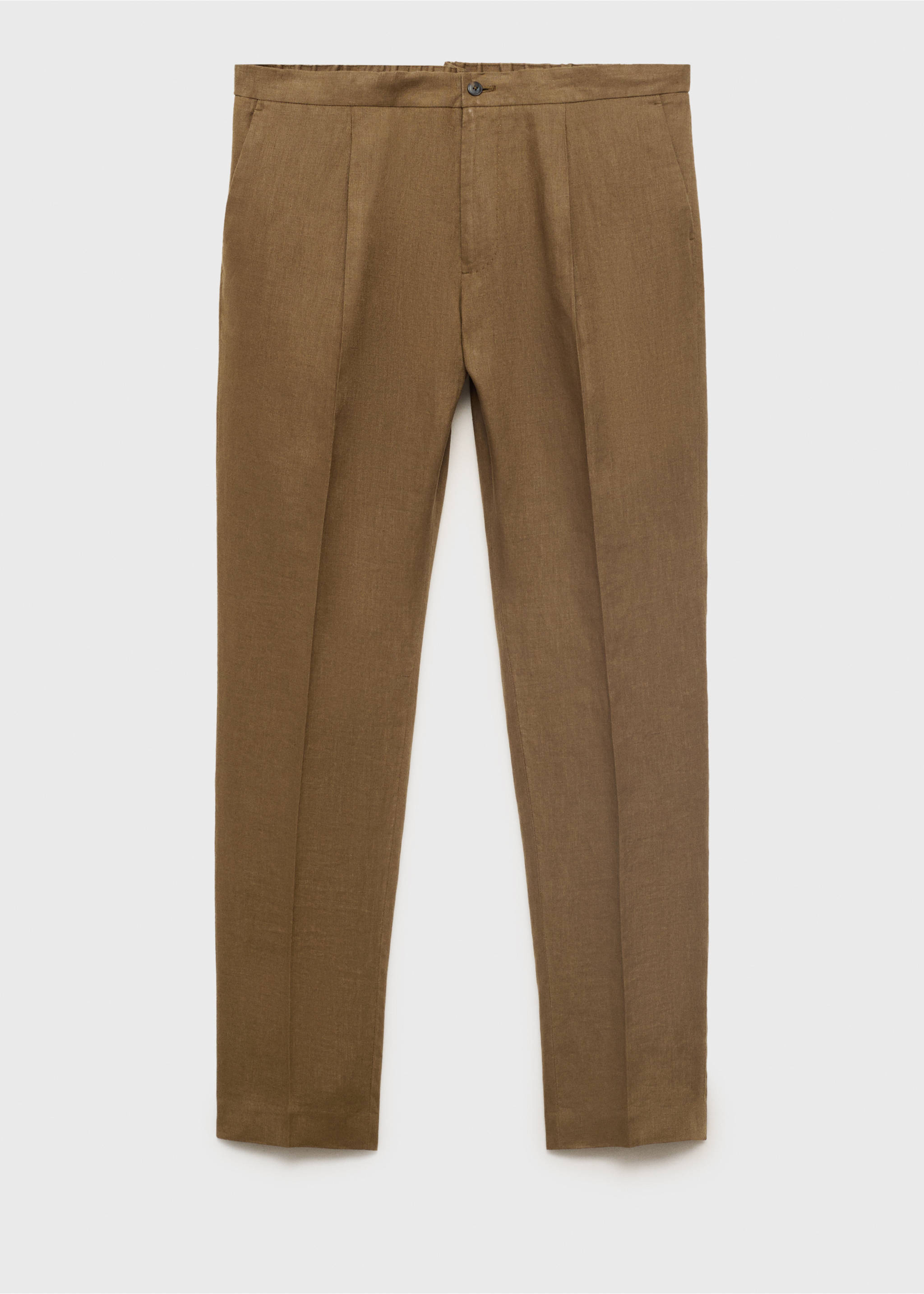 Spodnie garniturowe Salerno 100% len slim fit - Artykuł bez modela/modelki, Khaki. Ref: 17051193-00.