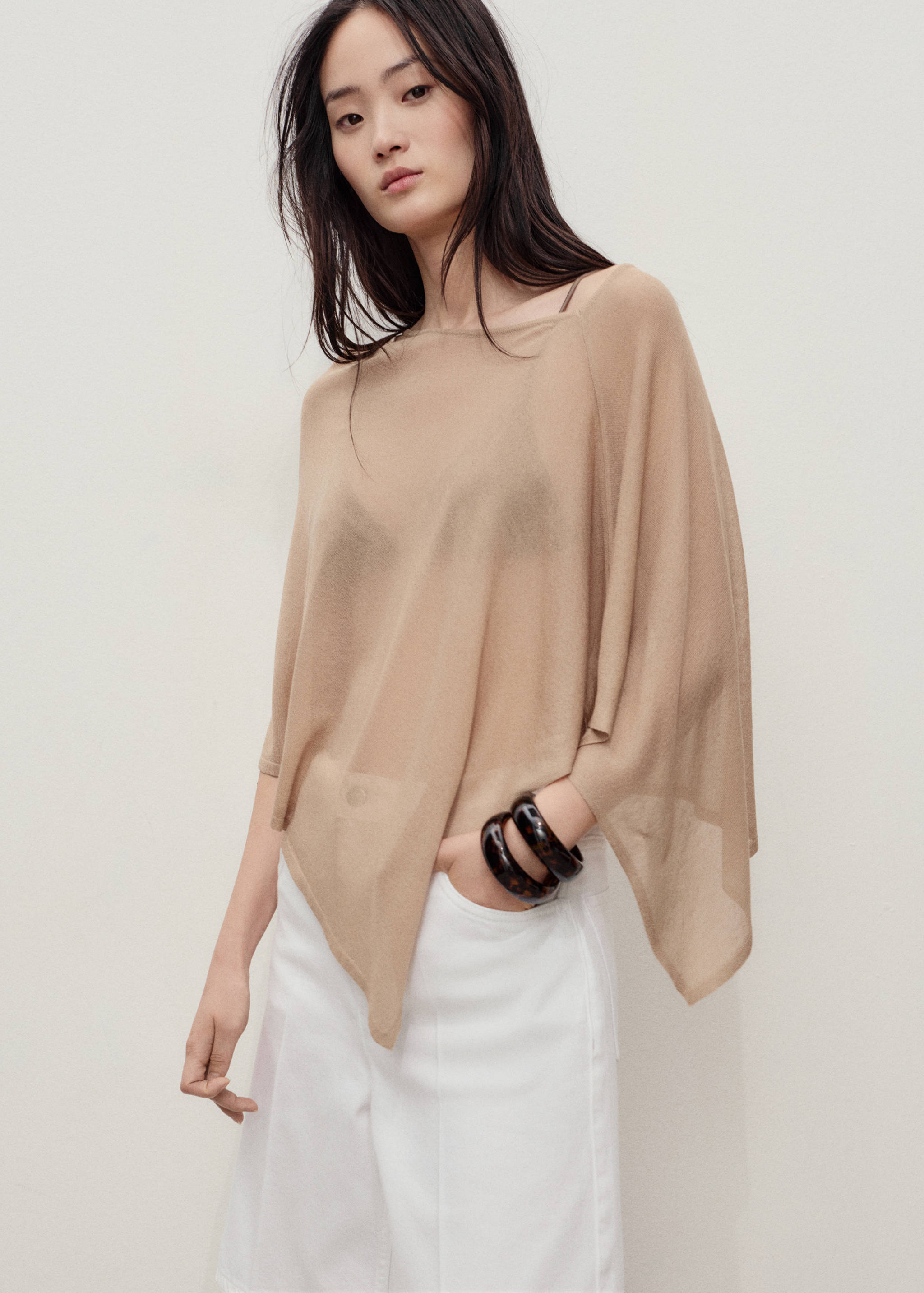 Calções de ganga retos com cintura alta - Plano médio