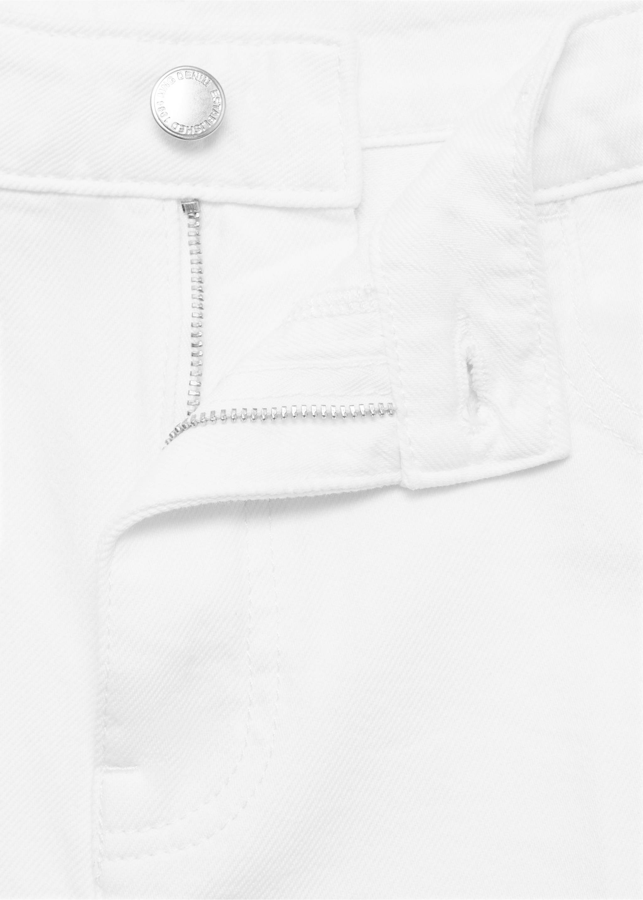 High-waist straight-fit denim shorts - Details of the article 8, White. Ref: 17051197-00.