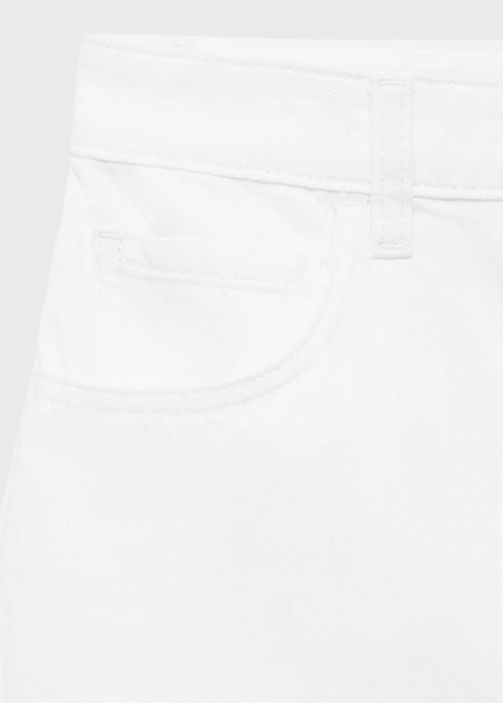 High-waist straight-fit denim shorts — White