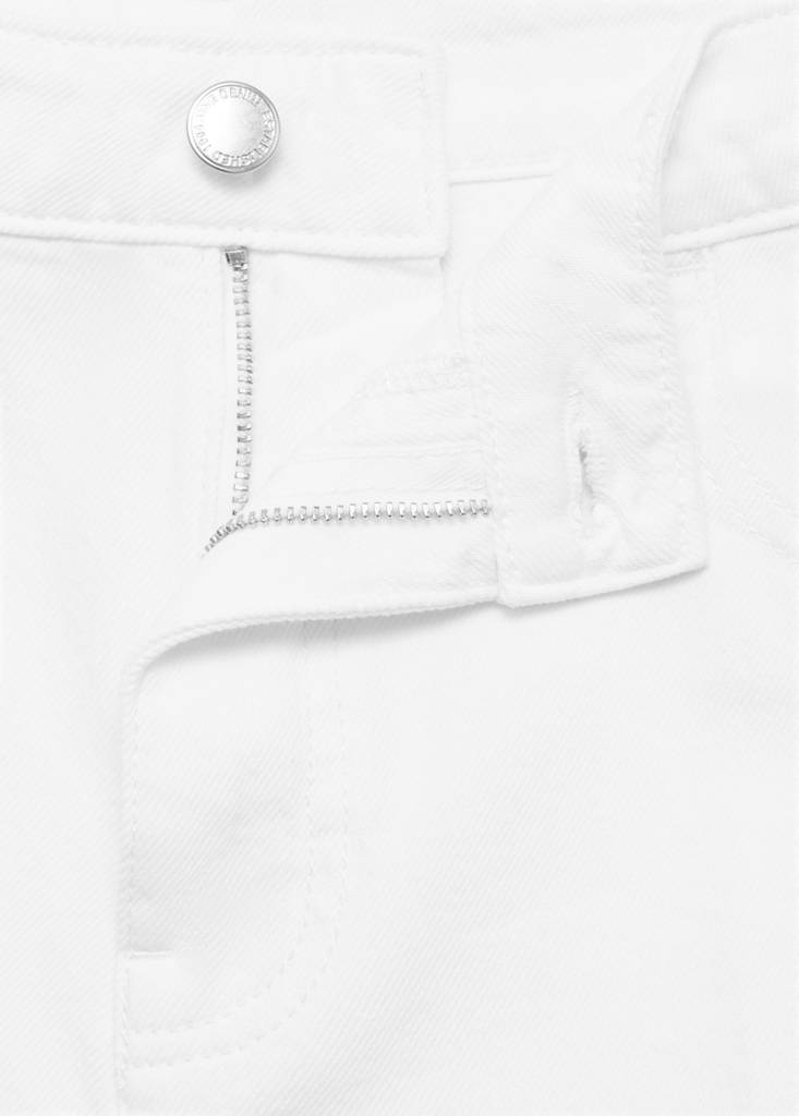 High-waist straight-fit denim shorts — White