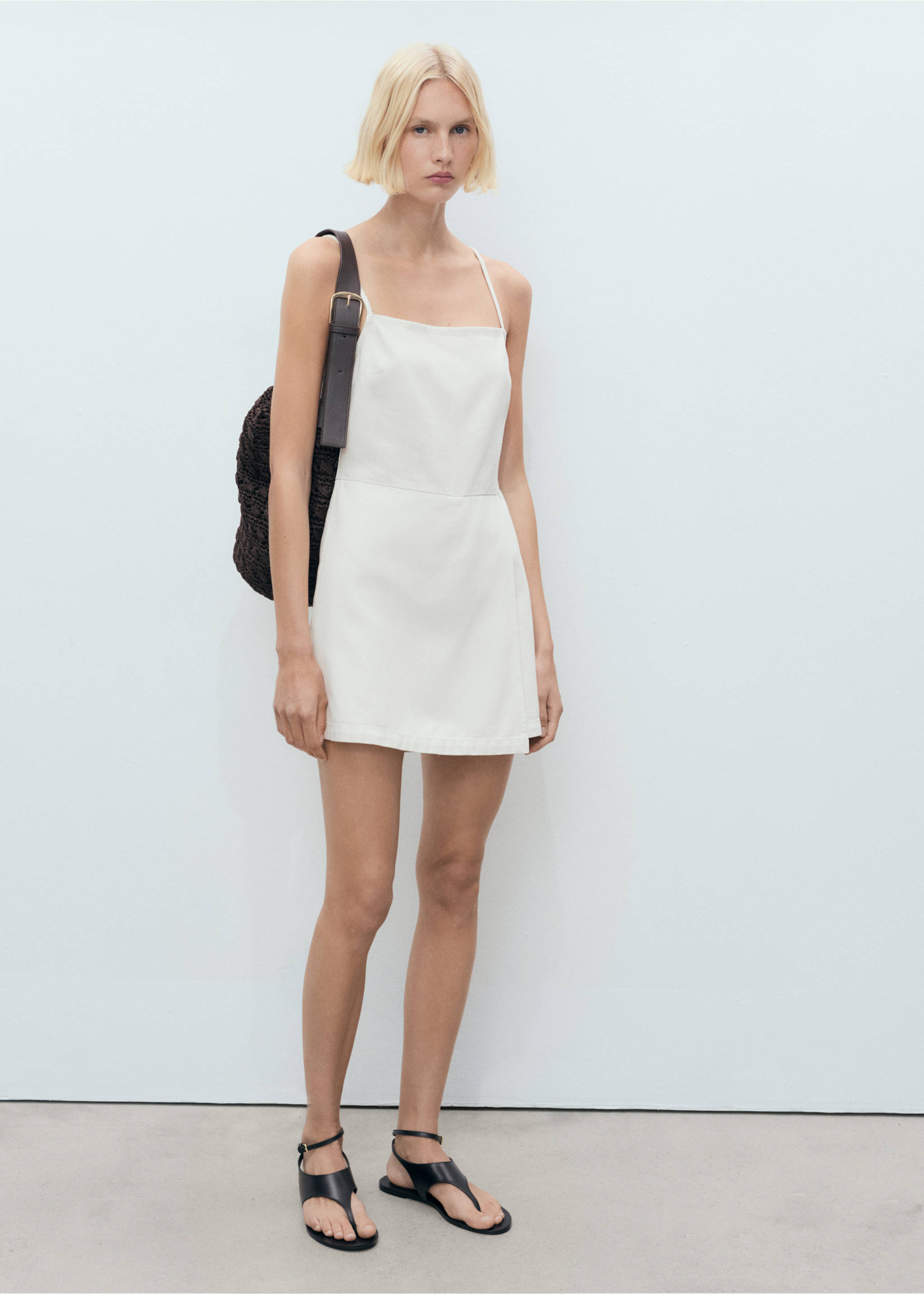 Denim pinafore - General plane, White. Ref: 17051198-00.