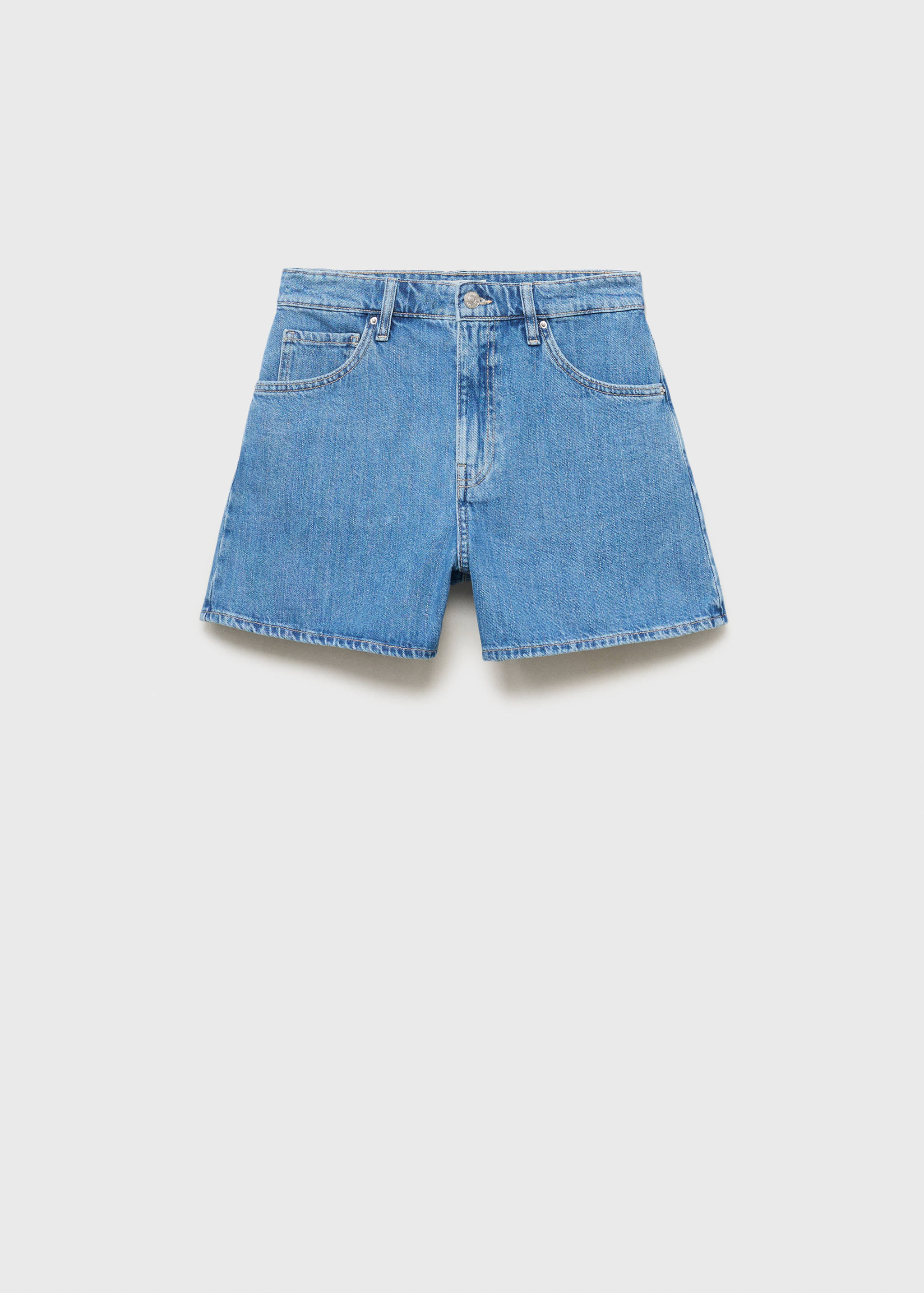 High-waisted straight-fit denim shorts - Article without model