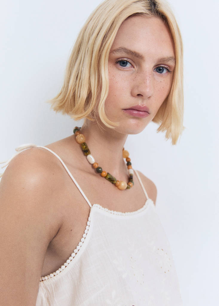 Lace embroidered top — Off White