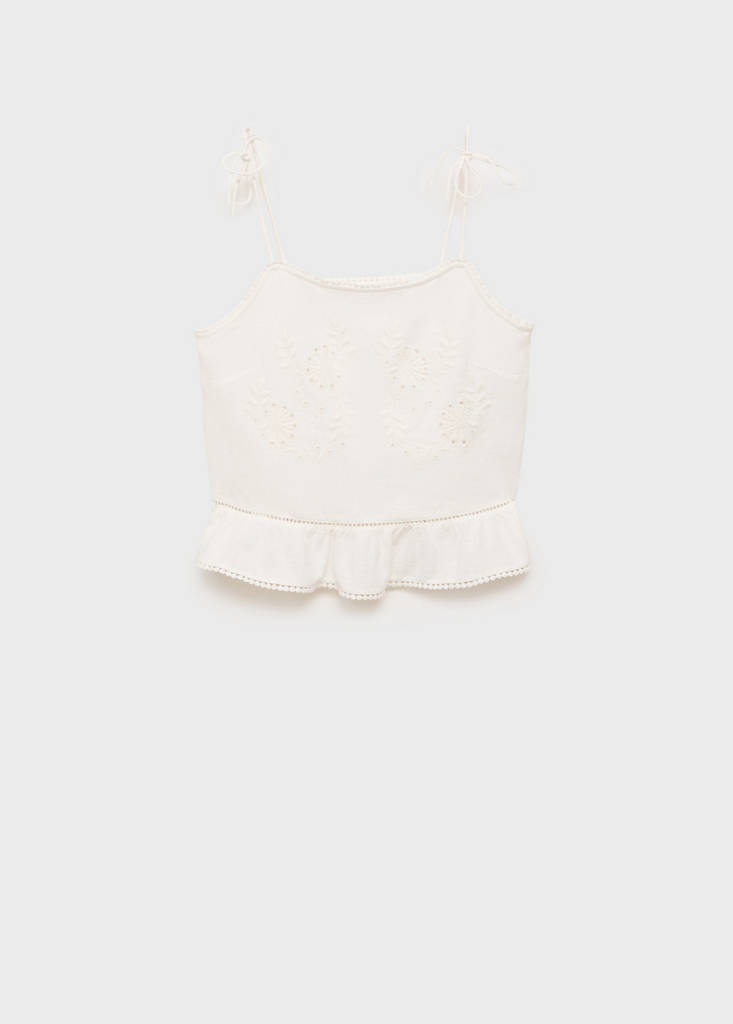 Lace embroidered top — Off White