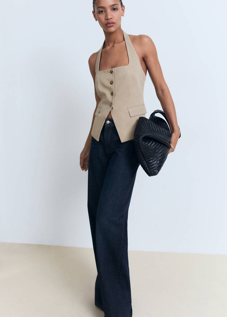 Linen-blend suit waistcoat — Medium Brown