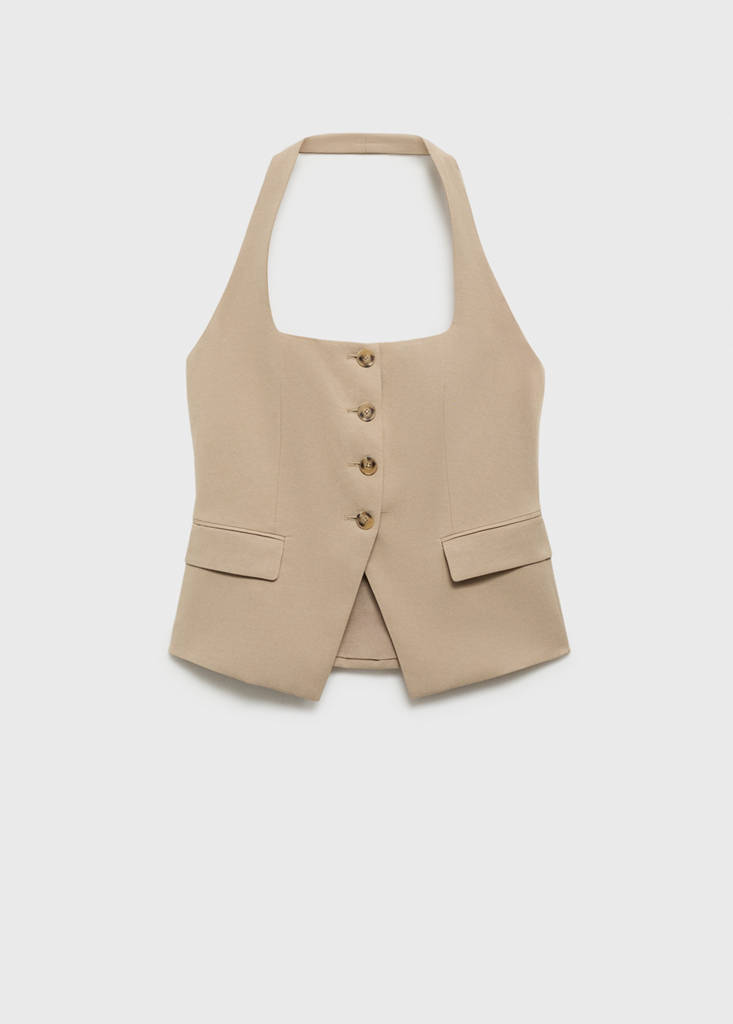Linen-blend suit waistcoat — Medium Brown