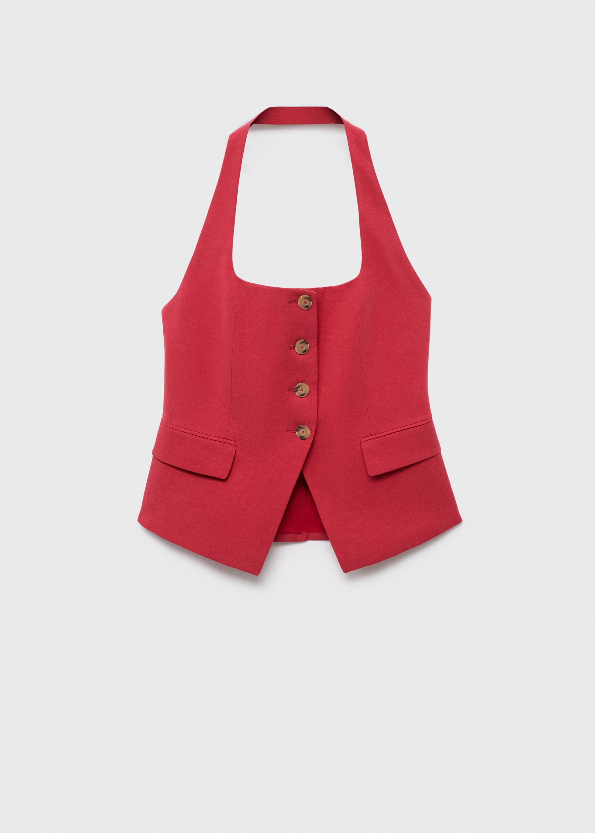 Linen-blend suit waistcoat - Article without model, Cherry. Ref: 17051206-00.