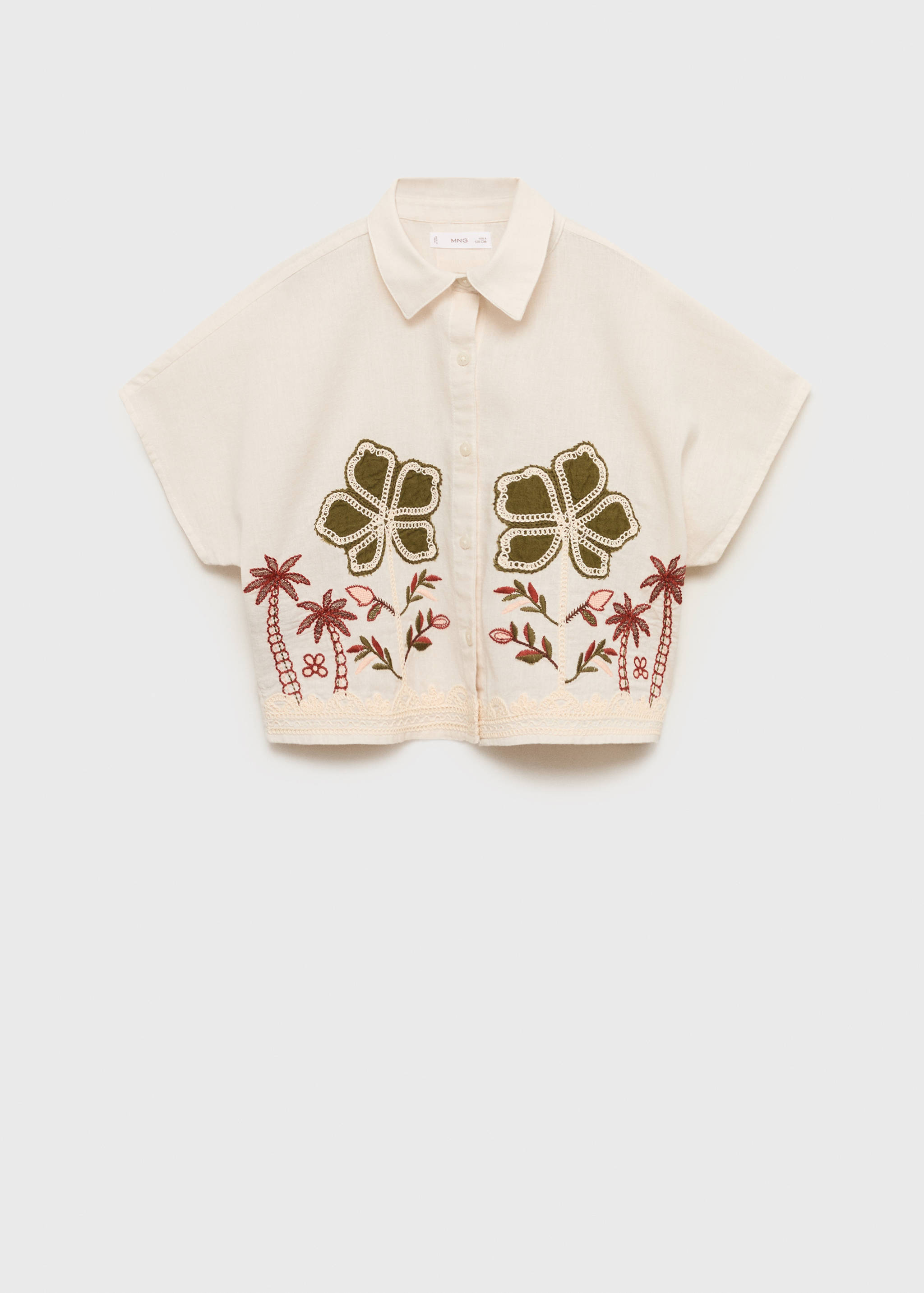 Linen shirt embroidered with flowers - Article without model