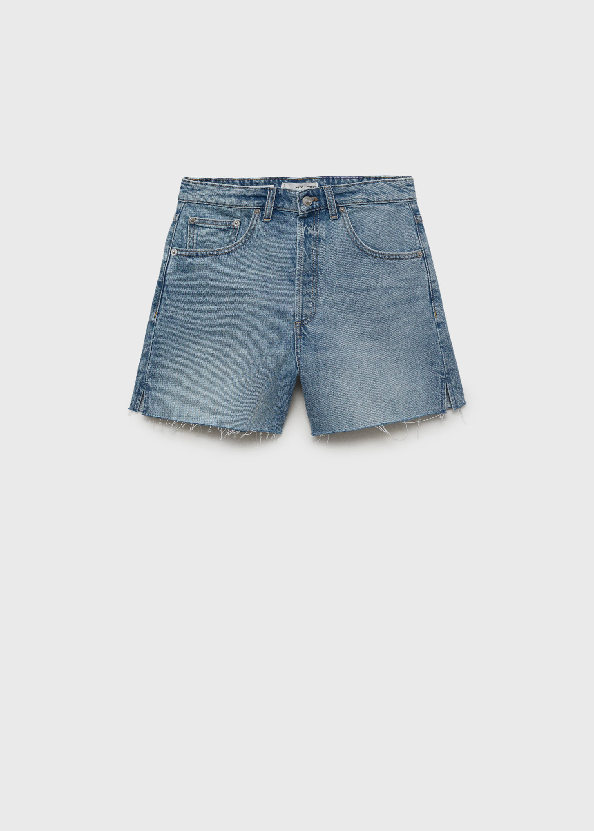 Denim shorts with frayed hem - Article without model