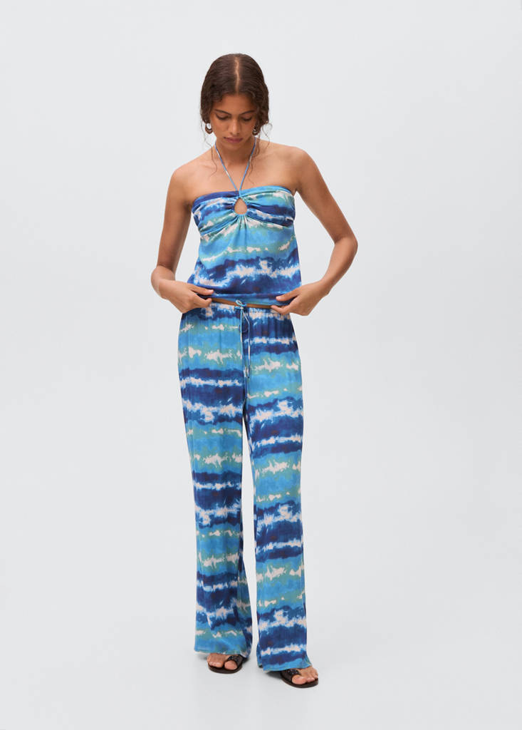 Trousers with tie-dye print — Blue