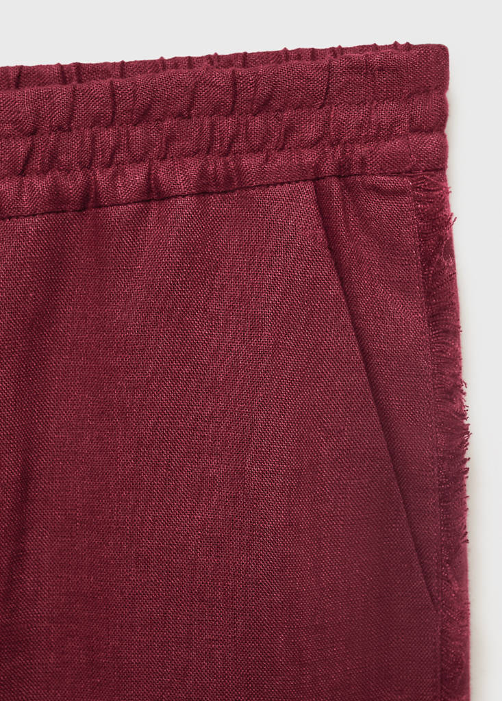 Linen suit trousers with frayed ends — Wine