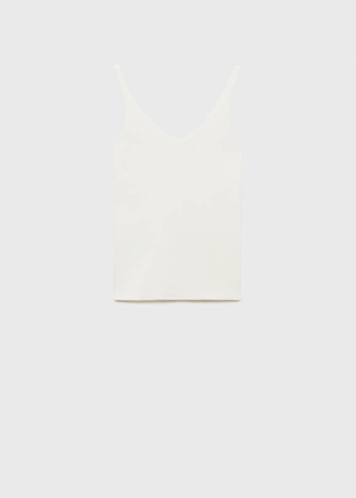 V-neck knitted top — Ecru