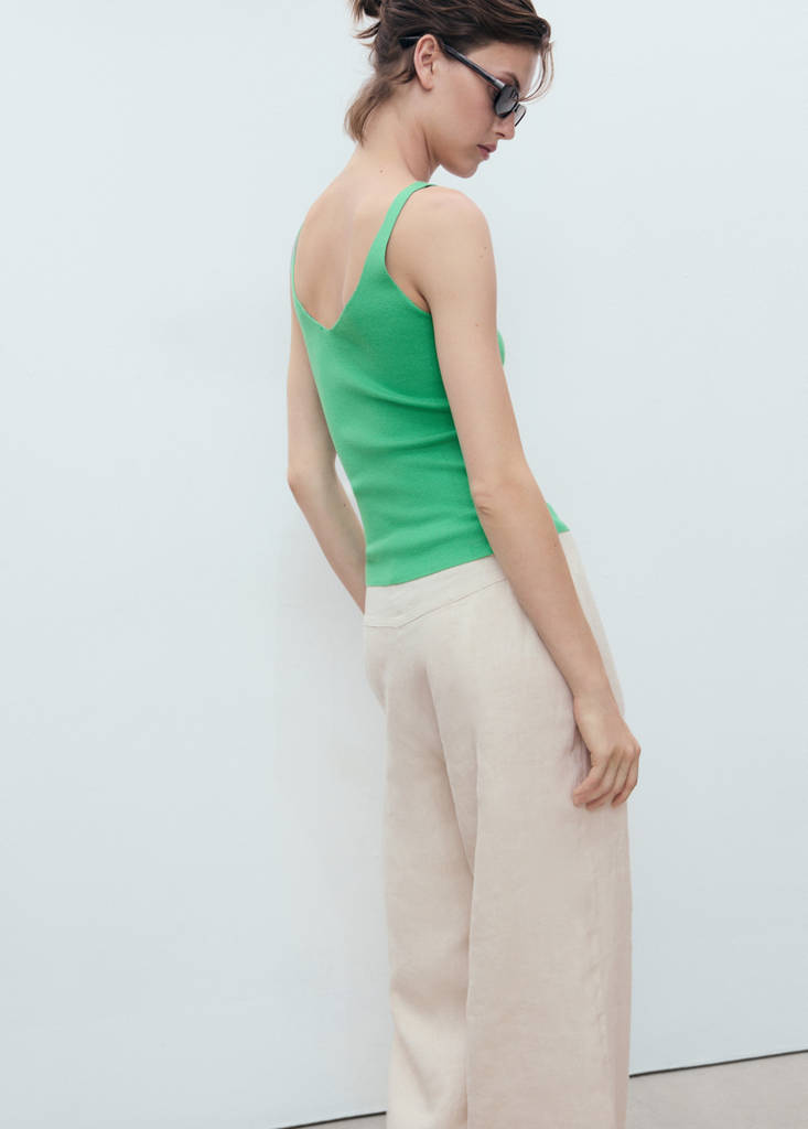 V-neck knitted top — Green