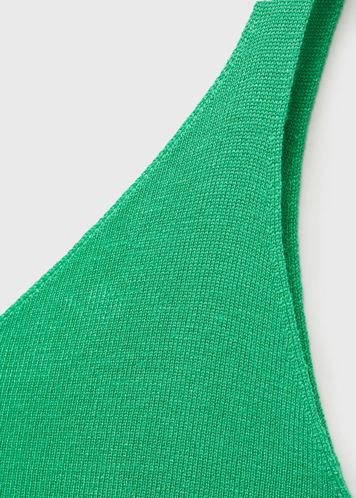 V-neck knitted top — Green