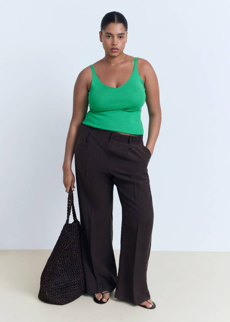 V-neck knitted top — Green