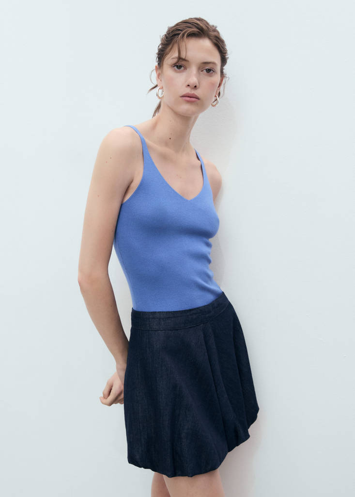 V-neck knitted top — Sky Blue