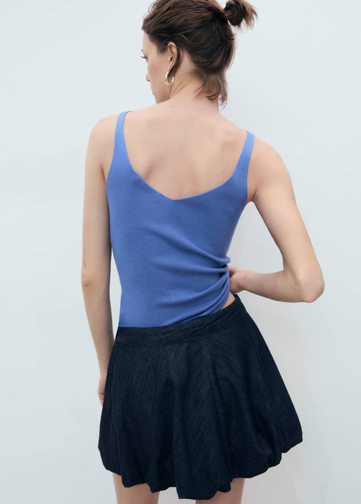 V-neck knitted top — Sky Blue