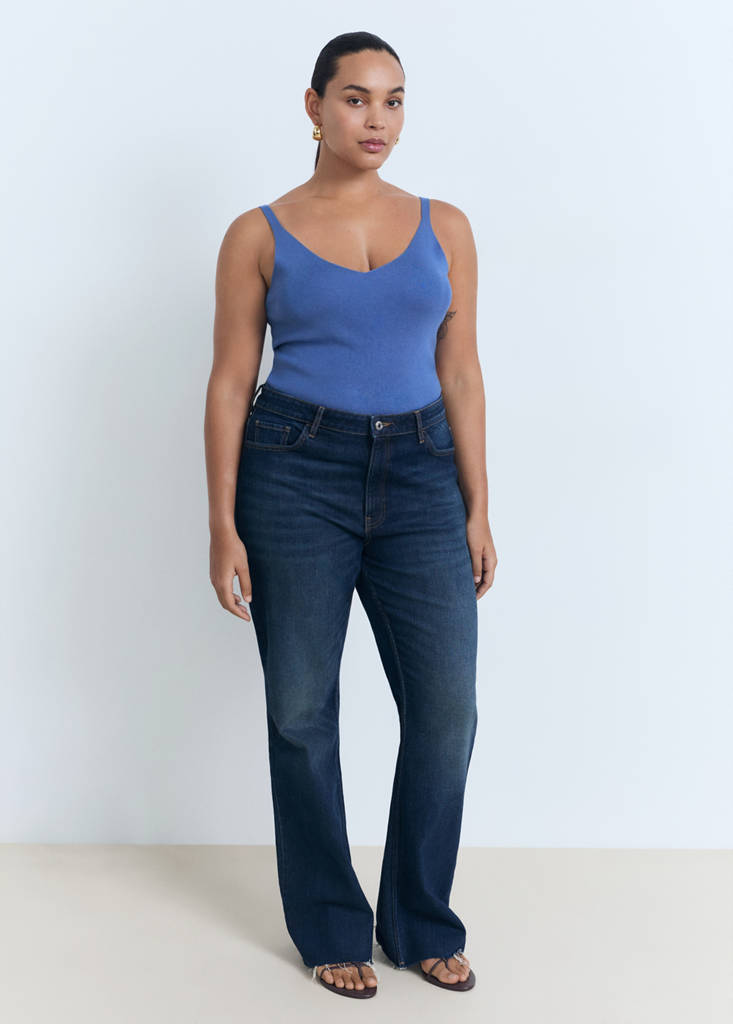 V-neck knitted top — Sky Blue